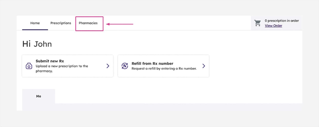 An image showing the process of linking your profile to a pharmacy.